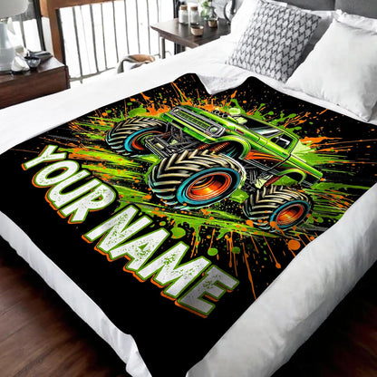 Truck Blanket for Boys Son Custom Throw Blankets Gift for Kids Adults Birthday Christmas, Personalized Throw for Sofa Couch Travel Car