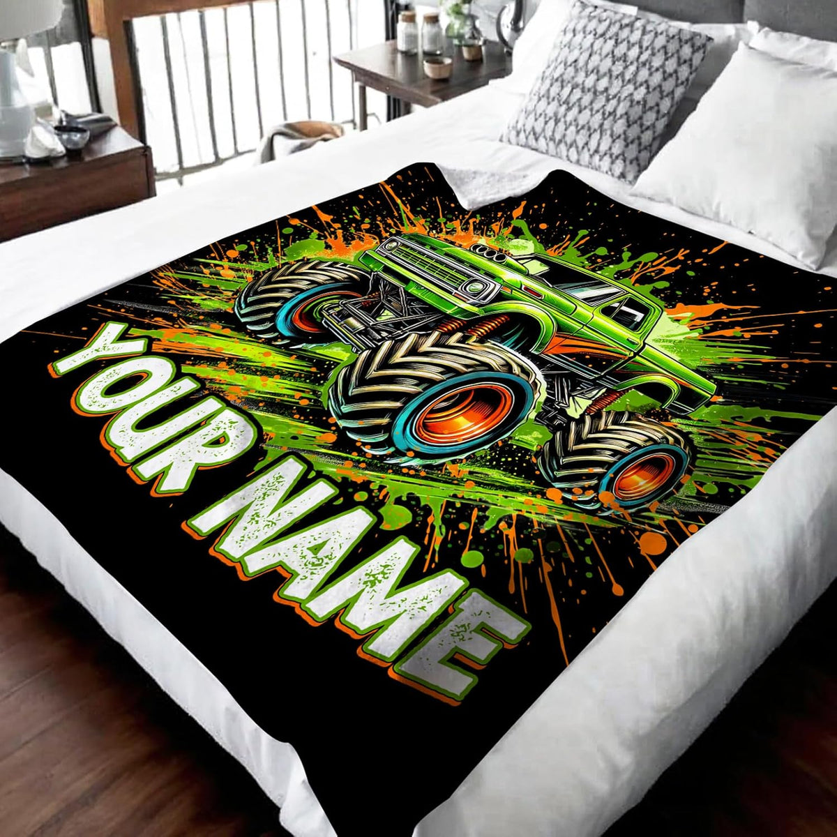 Truck Blanket for Boys Son Custom Throw Blankets Gift for Kids Adults Birthday Christmas, Personalized Throw for Sofa Couch Travel Car