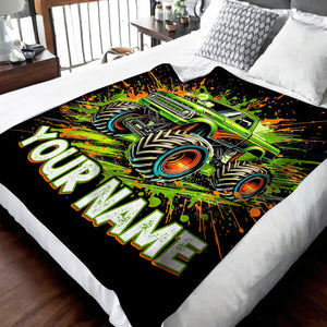 Truck Blanket for Boys Son Custom Throw Blankets Gift for Kids Adults Birthday Christmas, Personalized Throw for Sofa Couch Travel Car