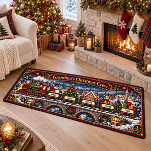Personalized Grandma's Christmas Crew Runner Rug, Custom Grandkid's Name Train Doormat, Holiday Hallway Carpet, Christmas Home Decor 815955b0-825b-44fa-97ce-e3f91c2c12d5-1.jpg