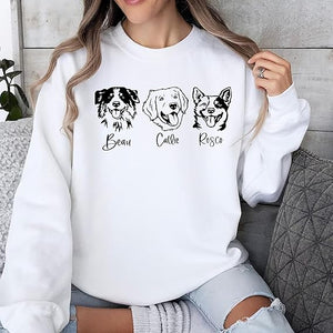 Personalized Dog Mom Sweatshirt, Custom Line Art Portrait Dog Sweatshirt, Pet Name Sweatshirts Women, Customized Pet Lover Gifts, Mom Gift