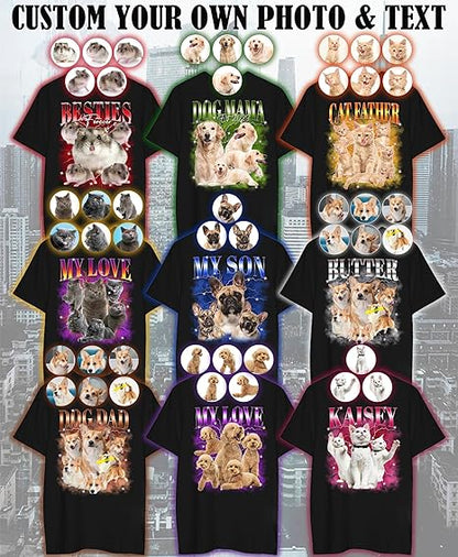 Custom Bootleg Rap Tee Shirt for Women & Men - Custom Face & Photo Picture Shirt Gift Idea for Couples, Family & Friends