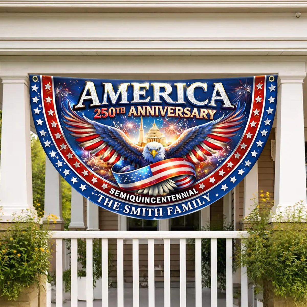 Personalized 250 Years of Freedom Flag, Custom 250 Year American Anniversary Banner with Family Name, 250th American Anniversary Decorations, Patriotic Banner Gifts for Family, Friend