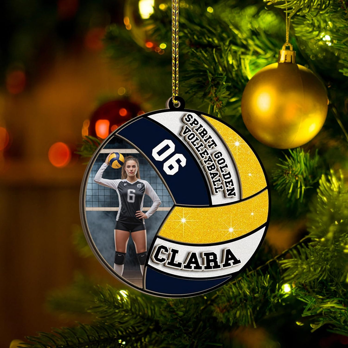 Custom Christmas Acrylic/ Wooden Volleyball Ornament, Personalized Photo Christmas Volleyball Gifts, Custom Wooden Hanging Decor Ornaments