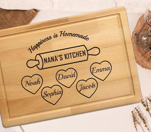 Personalized Cutting Board Grandma Gift for Mom, Nana, Nanny, Gigi Birthday Gifts, Custom Mothers Day Gift, Custom Engraved Cutting Board, Grandma's Kitchen Kids Names, Customize Mom and Grandma Gift