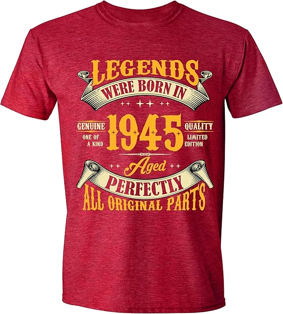 80th Birthday Shirt for Men, Legends were Born in 1945, Vintage T Shirt 80 Years Old Grandpa Custom Shirt Birthday Gift Retirement Gift