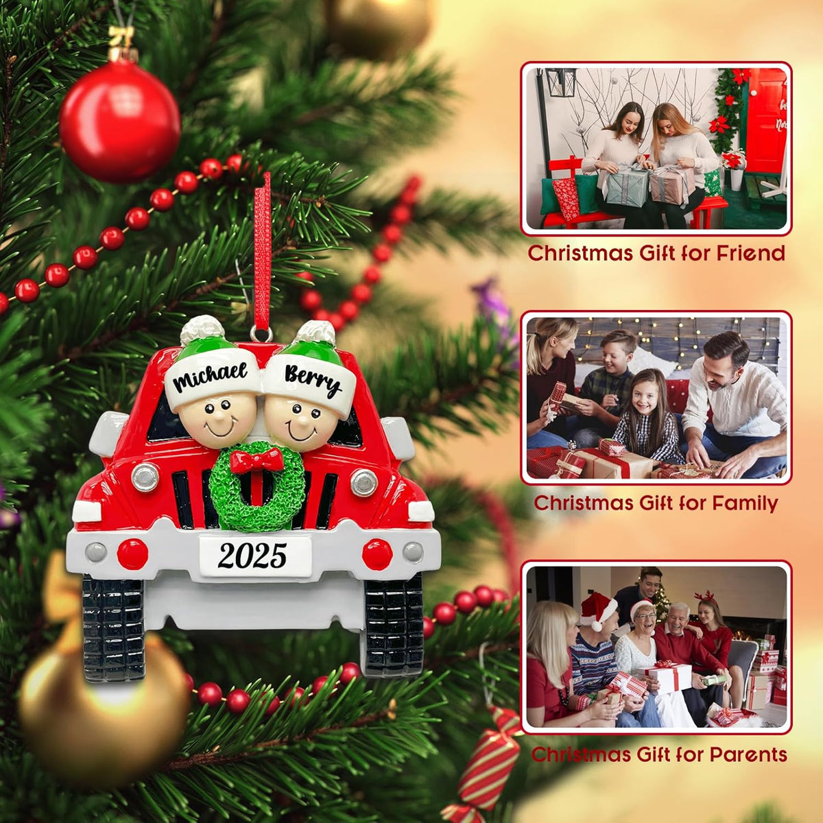 Personalized Christmas Ornaments 2025 Family of 2-6 Names Christmas Ornaments Custom Christmas Ornaments for Family, Parents, Friends, Xmas Tree Decoration, Gift