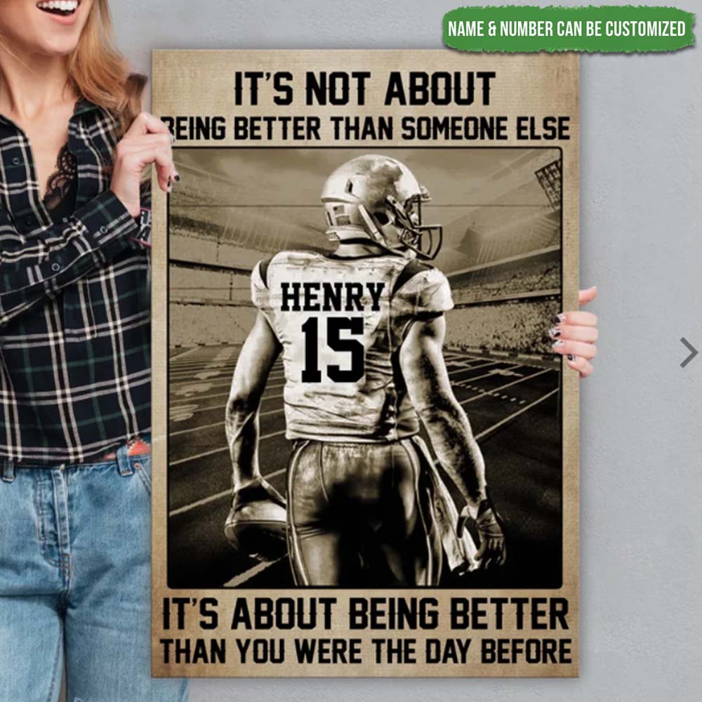 Poster Football Player Being Better Than The Day Before-Portrait - Poster Canvas