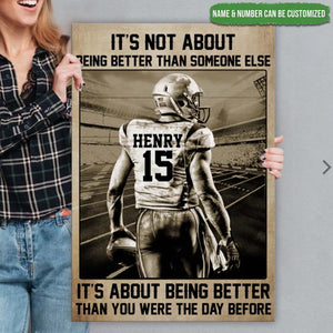 Poster Football Player Being Better Than The Day Before-Portrait - Poster Canvas