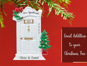 Personalized New Apartment Christmas Ornament 2025 | Custom White Front Door Unique Keepsake for Xmas Tree - First Year in New House, Our 1st Home, New Neighbor Gift