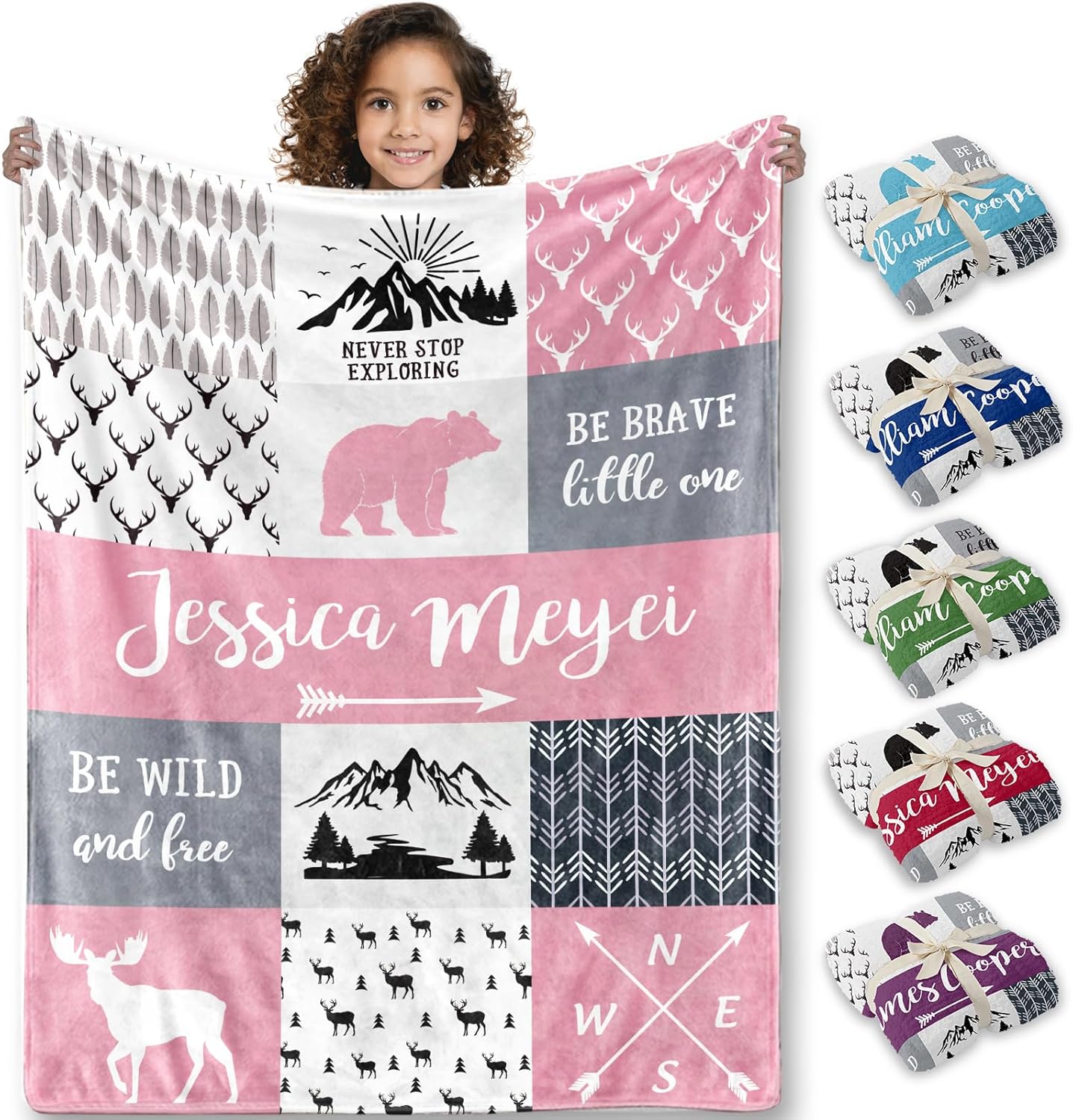 Personalized Baby Blankets for Boys Girls, Custom Flannel Blanket with Name Customized Christmas Birthday Gifts for Kids Teens