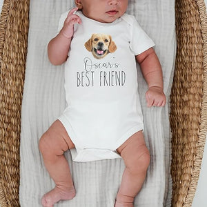 New Friends Custom Baby Bodysuit with Pet Portrait, Pregnancy Annoucement Gift, New Best Friend Onesie, Baby Gifts, Custom Dog and Cat Breeds, Toddler Baby Boy Girl Bodysuit