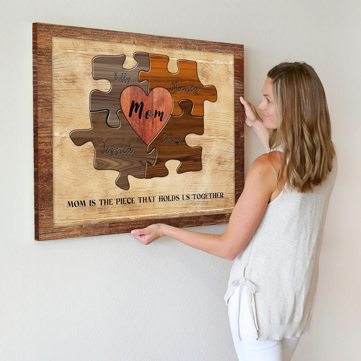 Personalized Mother's Day Gifts for Mom from Son Daughter Husband Customized Puzzle Piece Canvas Prints Unique Birthday Presents for Mom Wall Art Home Decor for Mother Wife Best Mother-in-law