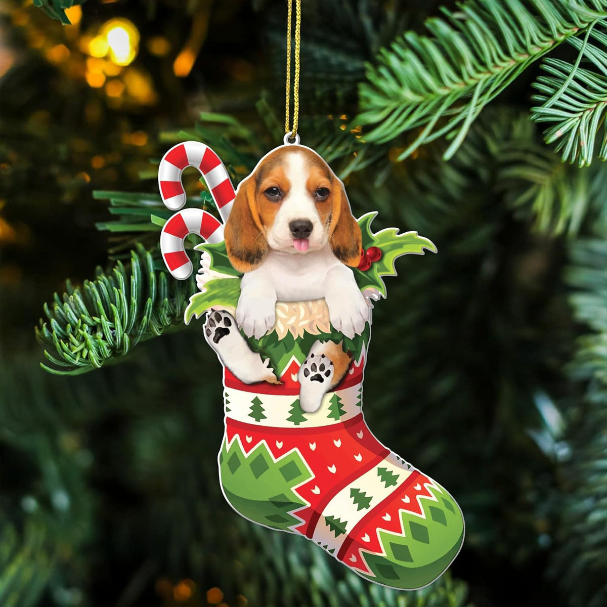 Dog Christmas Tree Ornament - Dog Lovers Gift Idea Xmas Decor - Cute Dog Christmas Tree Sock