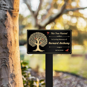 Custom Memorial Tree Sign with Stake, In Loving Memory of Loved Ones Grave Marker, Memorial Plaques for Outdoors, Remembrance Plaque Tree Memorial Garden Stake