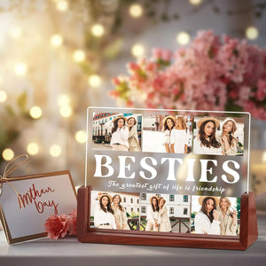 Customized Photo Gifts for Besties, Personalized Acrylic Plaque Picture Frame with Pictures Text, Custom Gift for Best Friend, Anniversary Mothers Day Birthday Gifts for Women Friend Sister