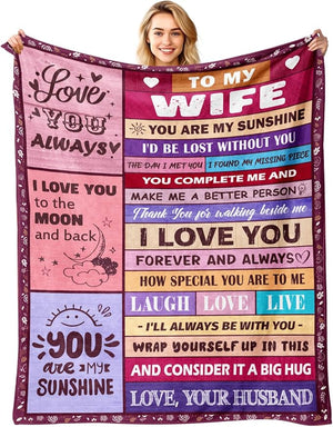 Gifts for Wife TO MY WIFE Blanket Wife Birthday Gift Ideas Wife Gifts from Husband Anniversary Birthday Gifts for Women Wife Blanket Gifts for Mothers Day Christmas Valentines Day Birthday