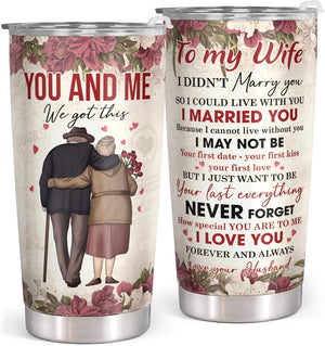 Gifts for Wife from Husband - Wedding Anniversary, Birthday, Valentines Gift, Mother's Day Ideas for Her - Romantic Love Presents - Coffee Drinking Cup with Lid - Stainless Steel Tumbler