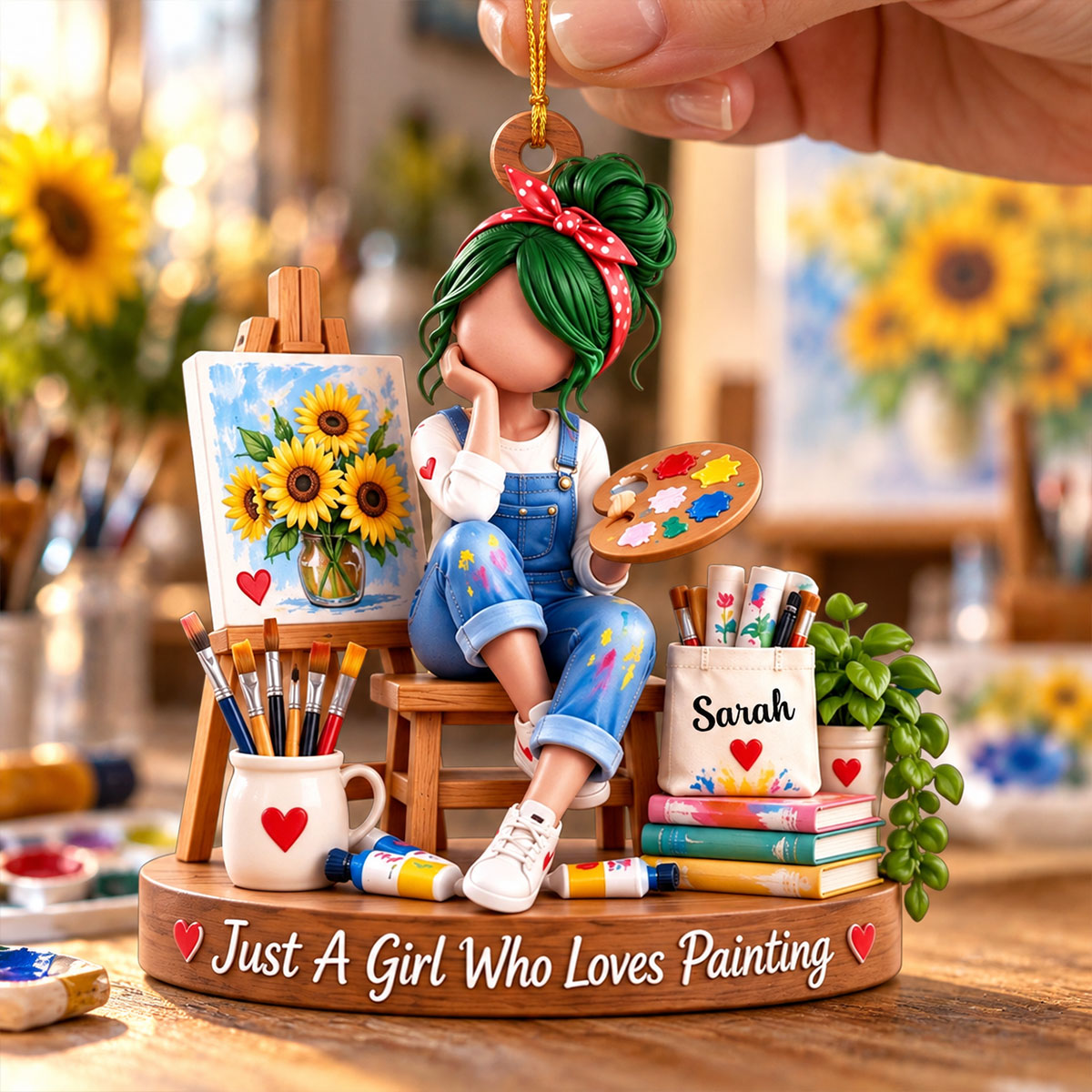 Personalized Painting Girl Ornament, Custom Artist Gift for Daughter, Painter Christmas Gift 8179059f-153e-4ca2-a569-8a38eab656ba-3.jpg
