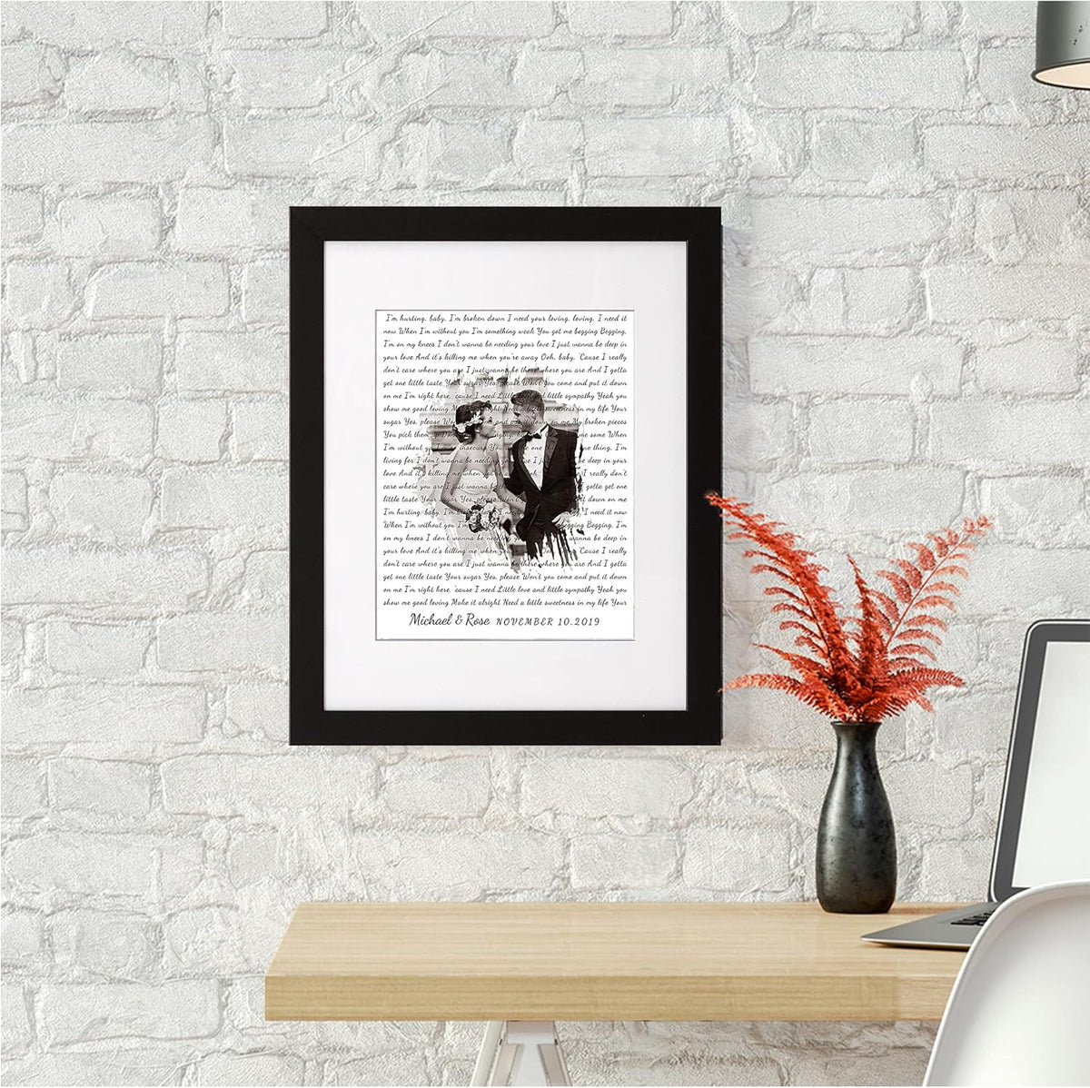 Personalized Music Lyrics Song Canvas Heart in Heart Names Date Upload Photo on Prints Anniversary for Her,Wedding,Birthday,Engagement,Wall Decor