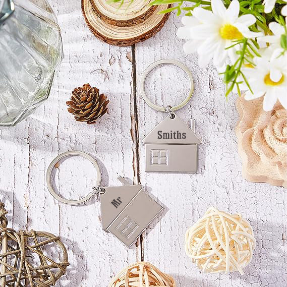 Key Chain House Shaped Pendant Keychains Home Keychain Set Cute Home with Window Key Charm Metal Keyring Gift