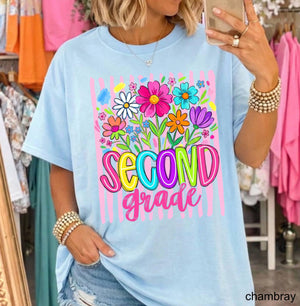 Comfort Colors Teacher Team Striped Back To School Shirts, Wildflower Level Grade T-shirt, Teacher Gift, Pre-K First Grade Kindergarten Tee 817ea06a-7623-40f6-a992-22bad8c693cf-10.jpg