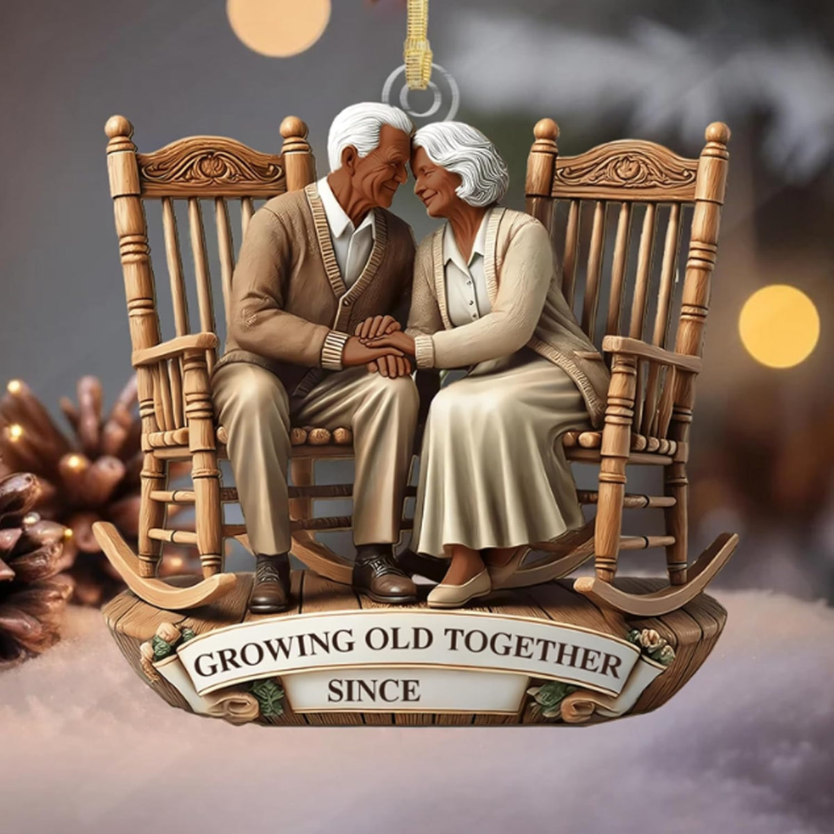 Growing Old Together Christmas Ornament, Personalized Couple Ornaments for Christmas Tree, Wife, Husband, Mom, Dad, Woman, Man, Decor, Standing Wooden Plaque