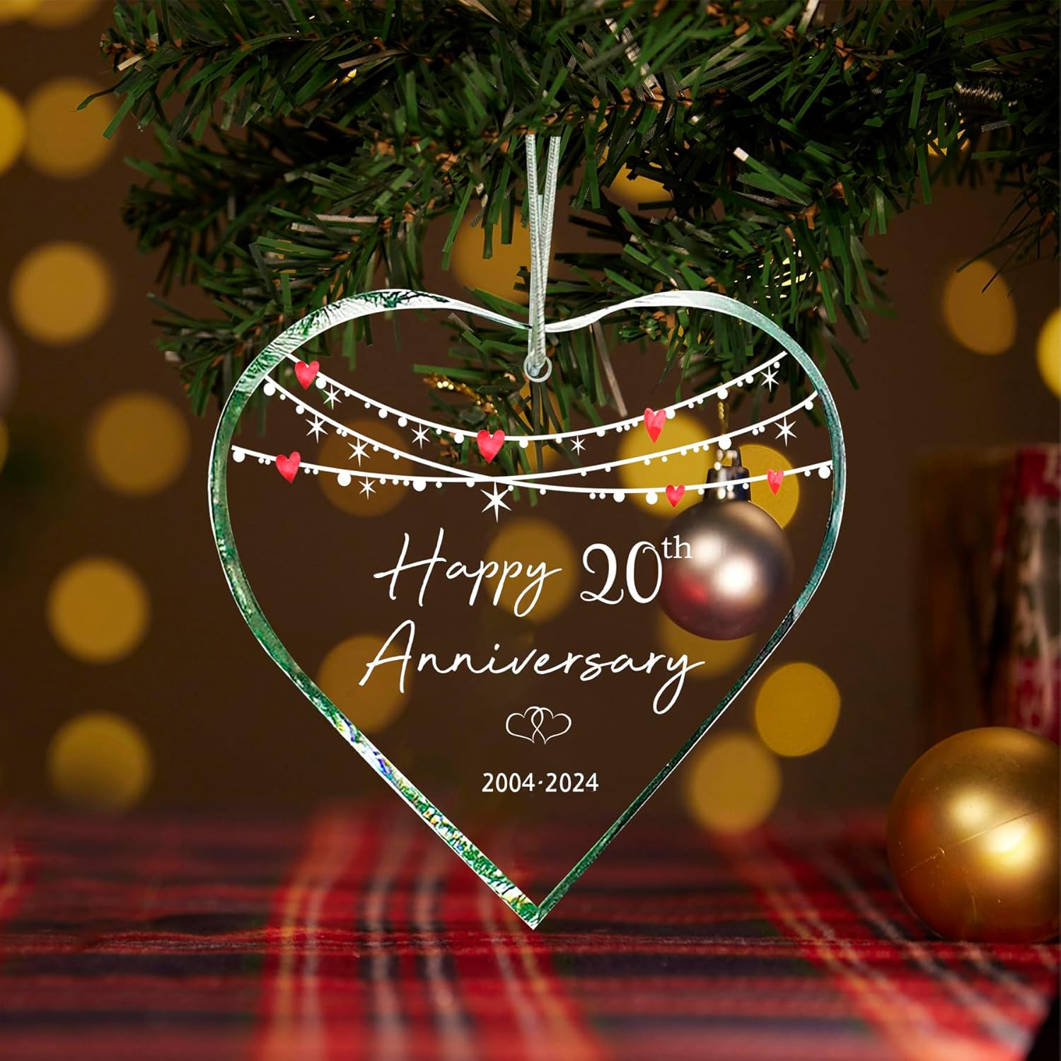 20th Christmas Ornament Gifts for 20th Wedding Anniversary 20 Year Anniversary Valentines Gifts for Couples Christmas Ornaments 2024