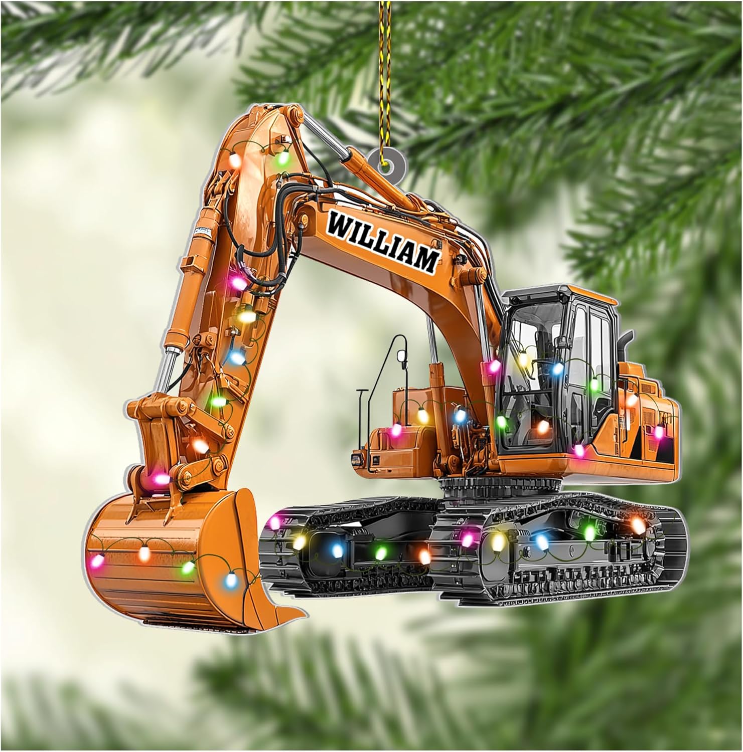 Personalized Excavator 2D Flat Christmas Ornament - Excavator Driver Gift for Men - Gift for Driver Lover - Driver Appreciation Decorations - Farm Decoration - Custom Acrylic Ornament Decor