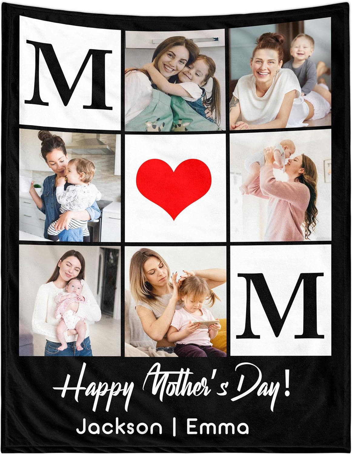 Personalized Mothers Day Birthday Gifts for Mom from Daughter Son Kids Husband Custom Blanket with Picture Mother's Day Blankets Customized Valentines Memorial Christmas Anniversary Mom's Gifts