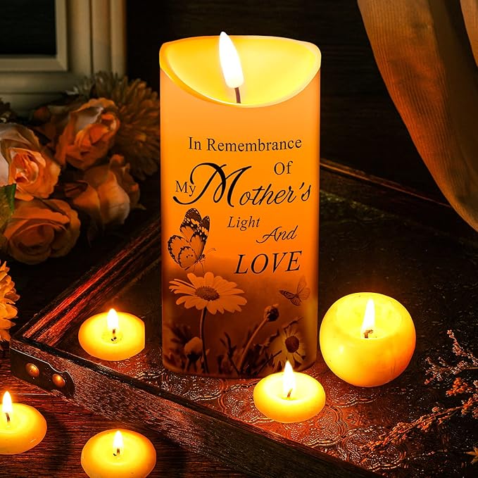 Sympathy Gifts for Loss of Mother LED Flameless Candles Memorial Candles in Remembrance of My Mother Memorial Candles for Loss of Loved One Mom Sympathy Candle