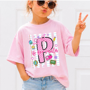 Custom Alphabet Name Letter Shirt, Coquette Bow Shirt, First Day of School Gift, Preschool Kindergarten T-Shirt, Back To School Toddler Tee 818a458b-dc88-4663-a38d-77708e23ba57-5.png