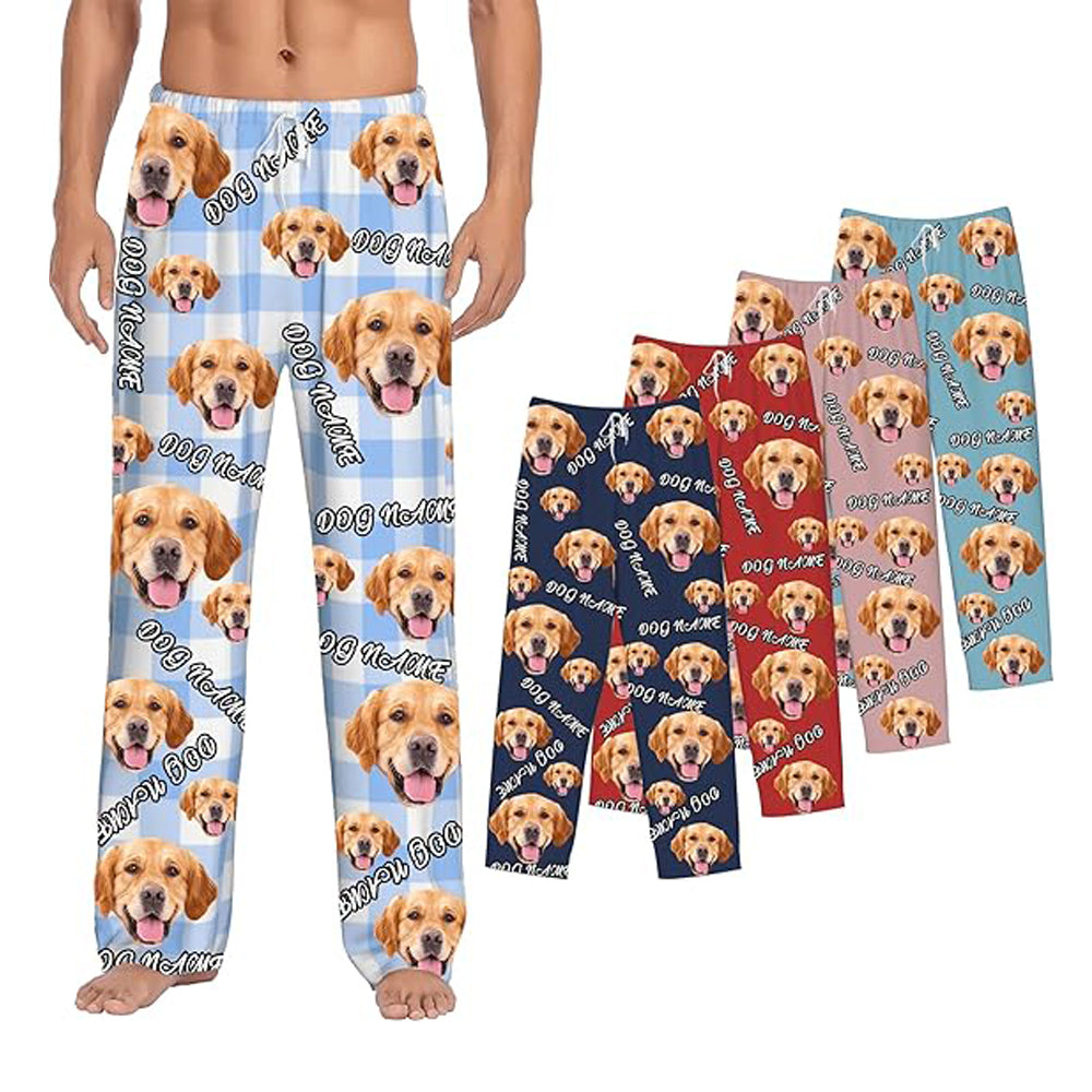 Custom Pajama Pants for Men, Custom Photo Dog Photo Pet Photo Customized Gifts for Husband Boyfrined Dad Mom Wife Husband Birthday Anniversary Christmas Gift