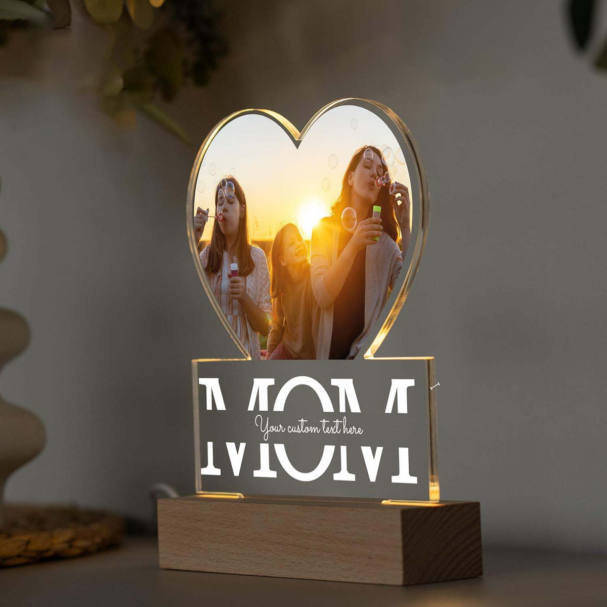 Customized Gifts for Mom - LED Acrylic Plaque/Mothers Day Gifts for Mom - Custom Picture Frames - personalized Gifts for Mom from Kids - I Love You Mom - Mother