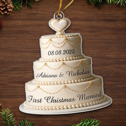 Custom 2D Acrylic Ornament, Personalized Anniversary Christmas Wedding Gifts for Husband and Wife, Him and Her, First Christmas Married Ornament 2025, Bridal Shower Gifts