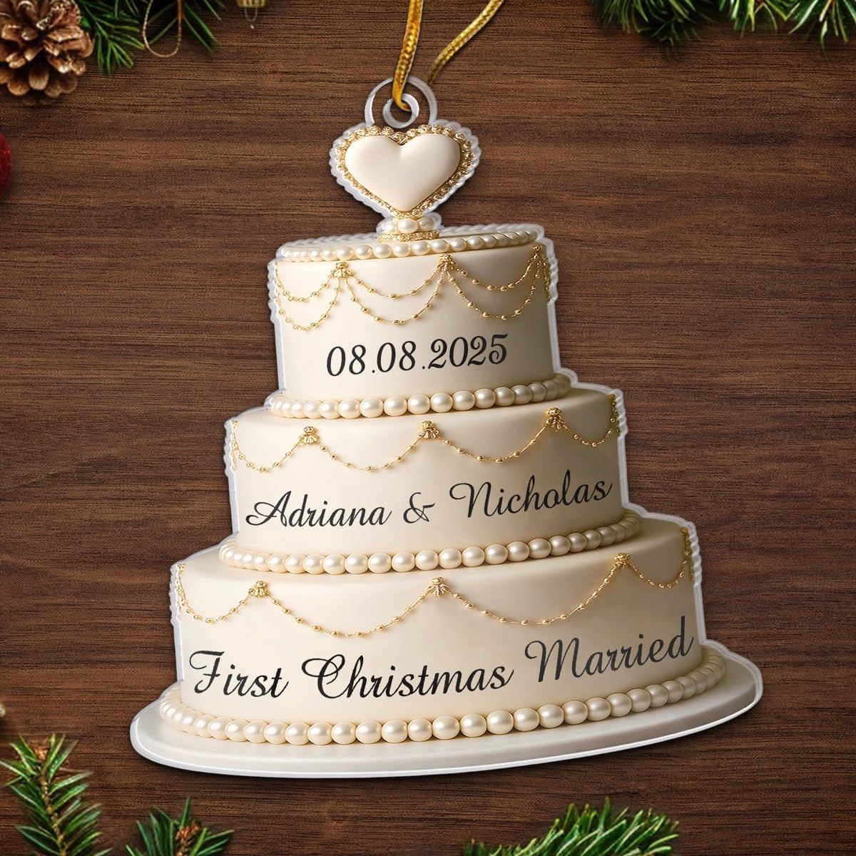 Custom 2D Acrylic Ornament, Personalized Anniversary Christmas Wedding Gifts for Husband and Wife, Him and Her, First Christmas Married Ornament 2025, Bridal Shower Gifts