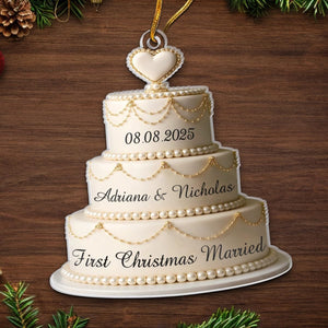 Custom 2D Acrylic Ornament, Personalized Anniversary Christmas Wedding Gifts for Husband and Wife, Him and Her, First Christmas Married Ornament 2025, Bridal Shower Gifts