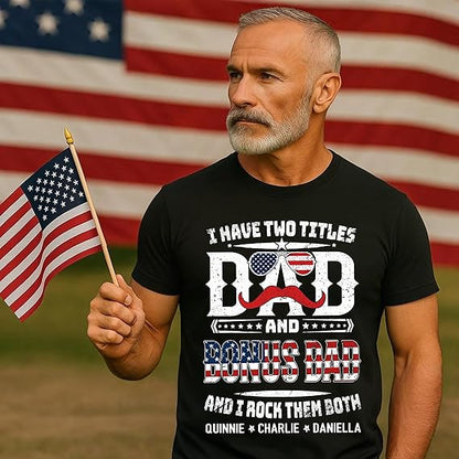 Personalized Grandpa Shirts, Dad 4th of July Shirt, American Flag Tee for Men, USA T-Shirt, Gift for Independence Day