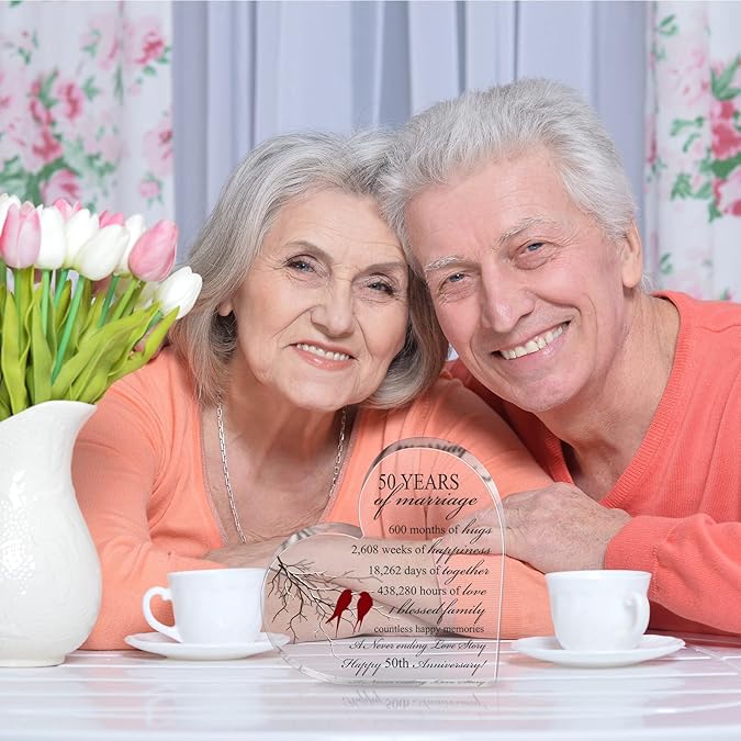 Years of Marriage Gift Wedding Anniversary Heart Marriage Keepsake Decoration Gift for Couple Parent Women Mom Husband Wife