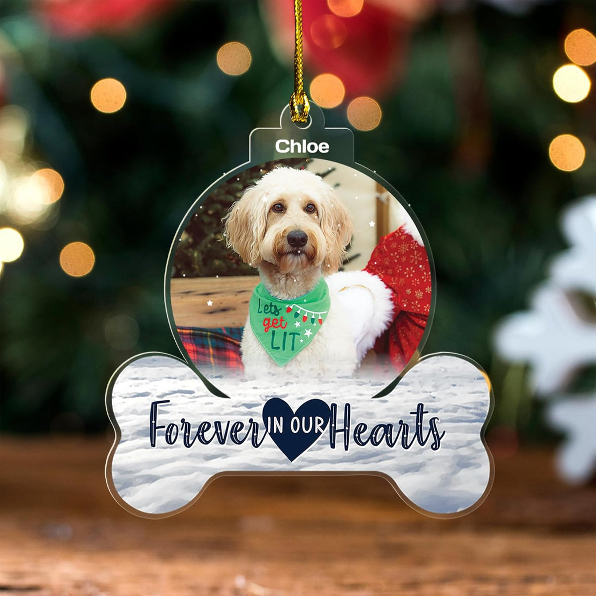 Acrylic Ornament, Forever in My Heart - Personalized Pet Memorial Photo Ornament, Custom Pet Memorial Keepsake, Perfect Christmas Memorial Gift for Pet Lovers, Dog Mom, Cat Mom (Loss of Dog)