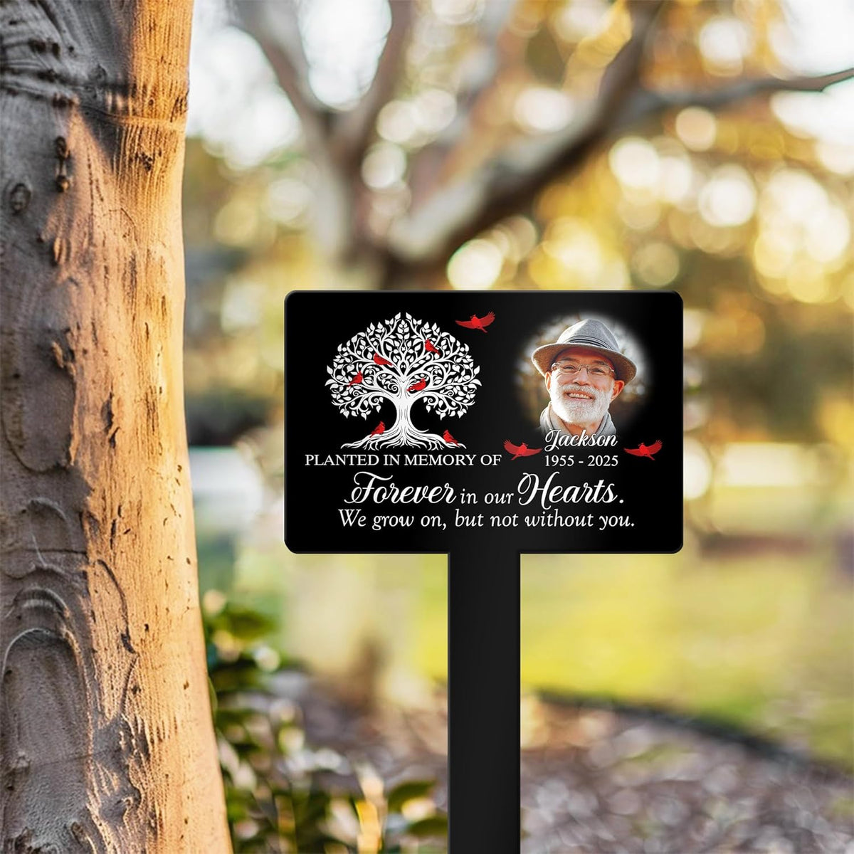 Personalized Memorial Garden Stake - Planted in Memory of Sympathy Gift for Loss of Loved One - Custom Outdoor Plaque with Photo, Name & Dates - Remembrance Garden & Grave Marker