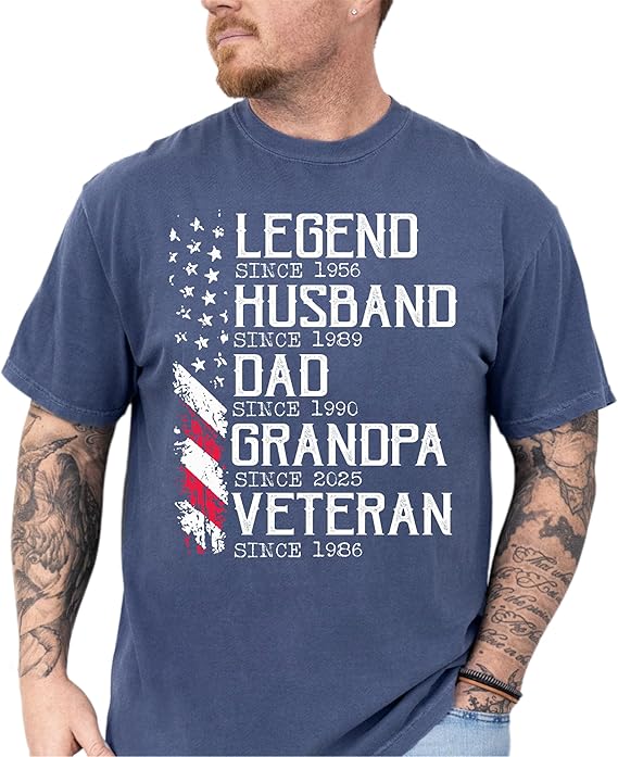 Legend Veteran Personalized Grandpa Shirts, Dad 4th of July Shirt, American Flag Tee for Men, USA T-Shirt, Gift for Independence Day