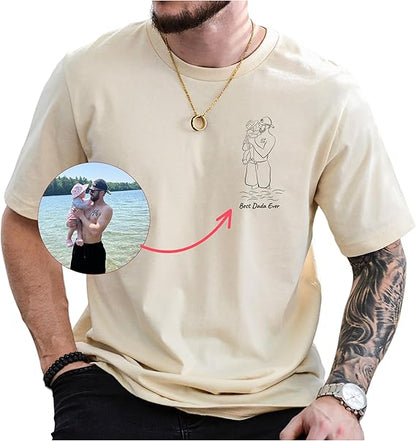 Custom Photo Shirt for Men, Father's Day Tshirt, Dad Portrait Shirt, Gifts on Fathers Day for Dada Papa Grandpa