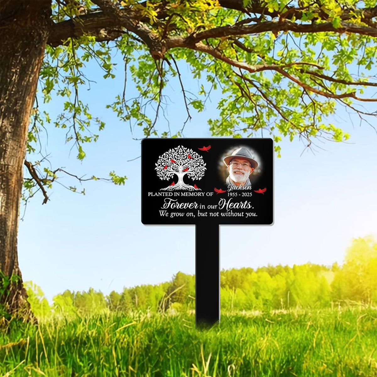 Personalized Memorial Garden Stake - Planted in Memory of Sympathy Gift for Loss of Loved One - Custom Outdoor Plaque with Photo, Name & Dates - Remembrance Garden & Grave Marker