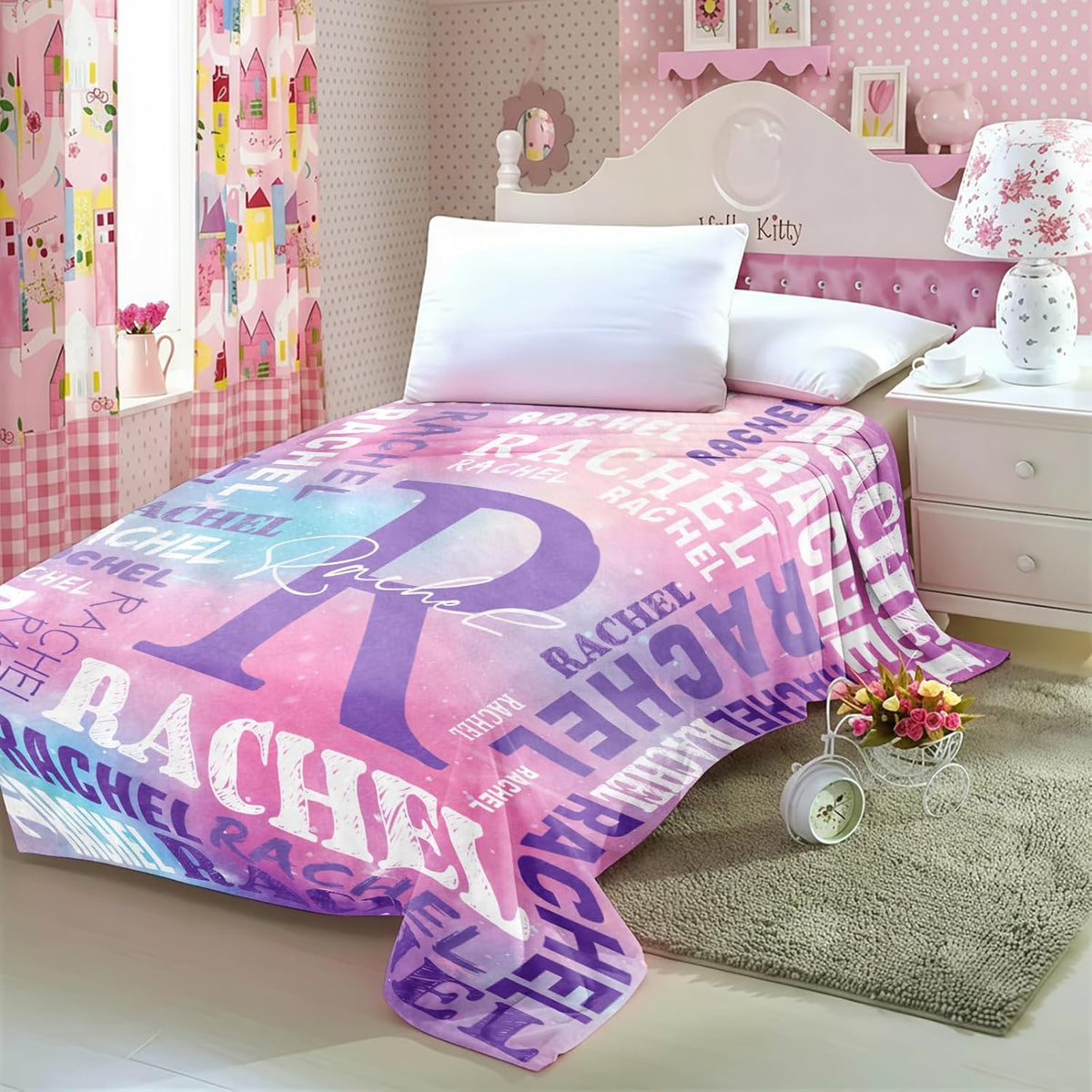 Personalized Blankets for Teen Girls Boys , Custom Blanket with Kids Names, Ultra-Soft Flannel Monogrammed Baby Throws Blankets, Customized Christmas Brithday Gifts for Adults