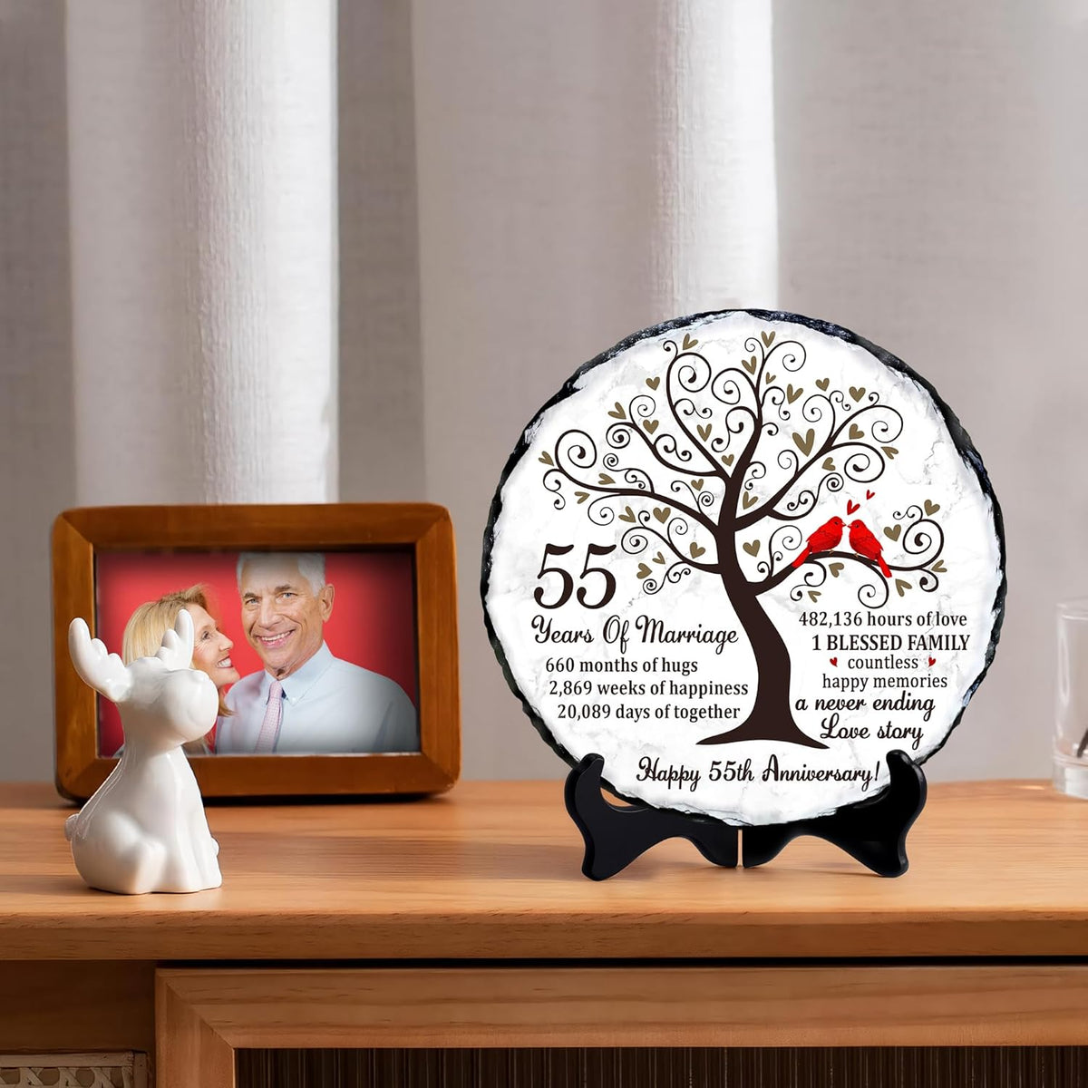 Emerald Couple Slate Plate- 55th Wedding Gifts for Parents Couple - 55th Anniversary Unique Gift Ideas - 55th Wedding Slate Plate (55th Wedding Anniversary)