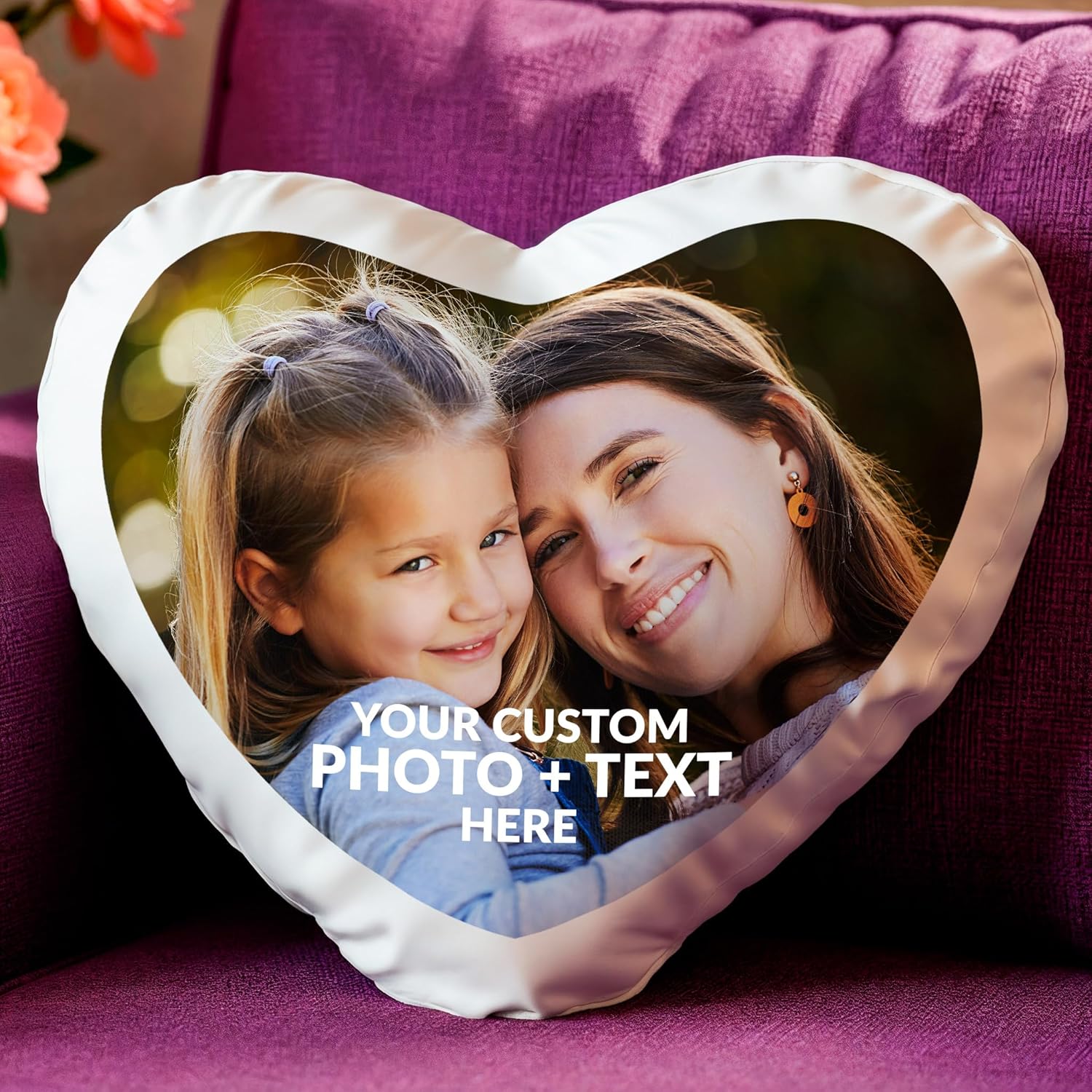 Personalized Photo Pillow  - Custom Cushion Case with Any Picture Print Gift - Customized Pillows with Your Loved Ones/Family Square Pillows