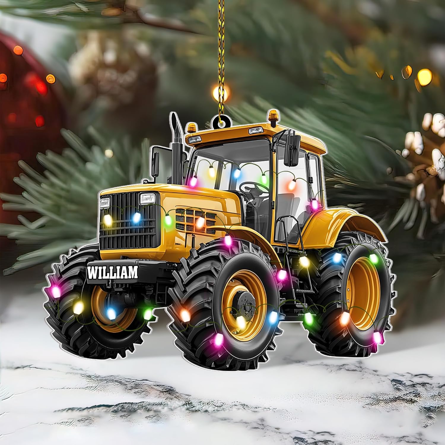 Personalized Tractor 2D Flat Christmas Ornament - Tractor Driver Gift for Men - Gift for Driver Retirement - Driver Appreciation Decorations - Farmhouse Decor - Custom Acrylic Ornament Decor