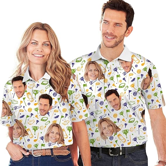 Custom Dad Golf Polo Shirts for Men, Fathers Day Golf Gifts for Dad Grandpa Dada Papa, Personalized Shirts with Photo