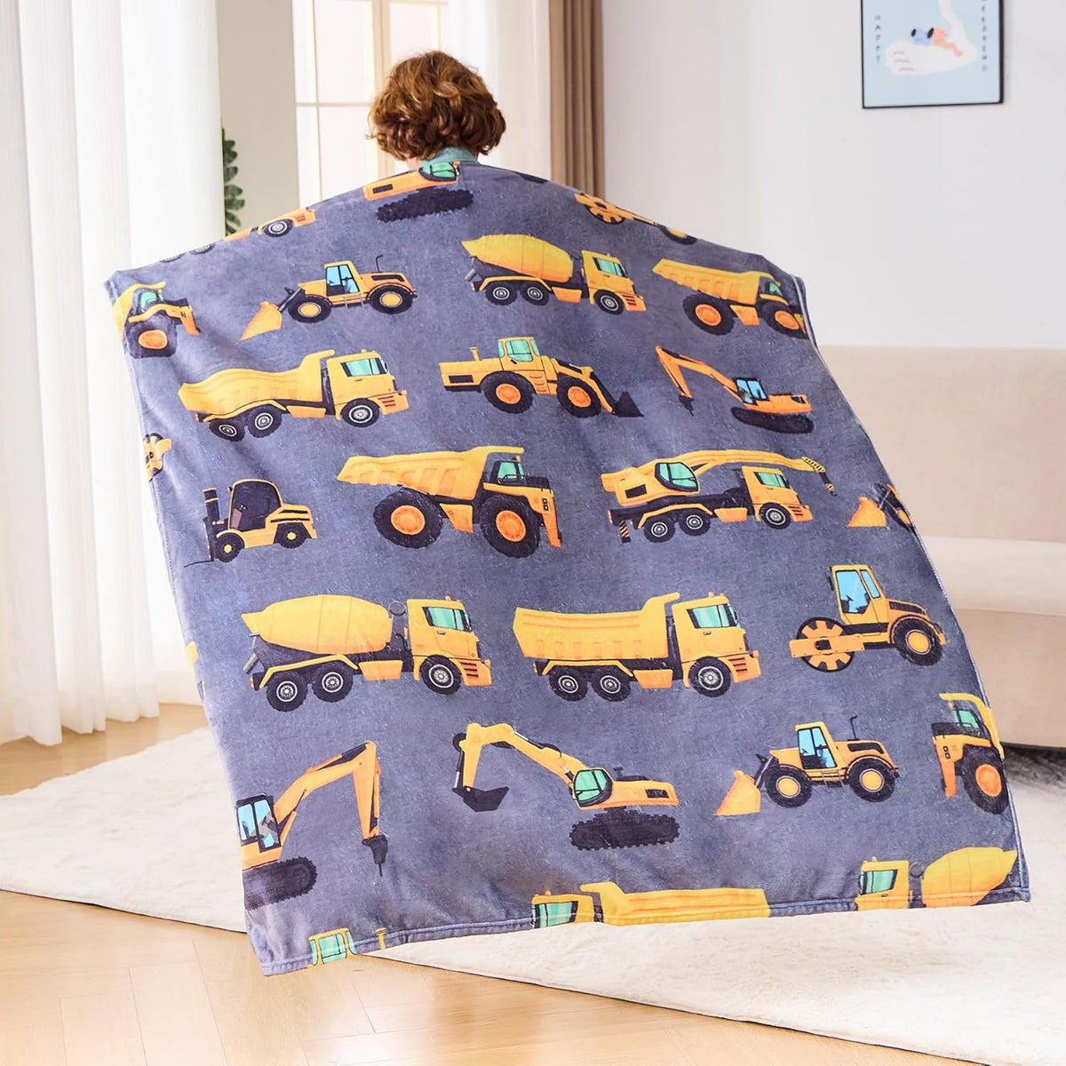 Kids Construction Truck Blanket for Boys Soft Fleece Kids Blanket for Couch Sofa Bedroom 3D Vehicles Excavator Cars Throw Blanket 50 x60 Multiple Sizes For Your Kids